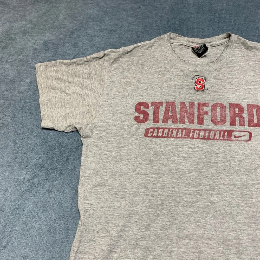 Nike Team Stanford Cardinal Football Shirt Mens Medium Heather Gray Swoosh Logo